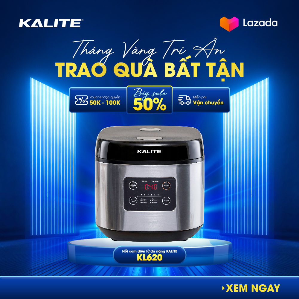 Nồi cơm điện Kalite KL-620, công suất 860W, dung tích 1.8L, đa dạng các chức năng, tiết kiệm thời gian, công nghệ chuẩn Hàn Quốc, cơm chín nhanh, bảo toàn dinh dưỡng mềm, ngon, tiết kiệm năng lượng