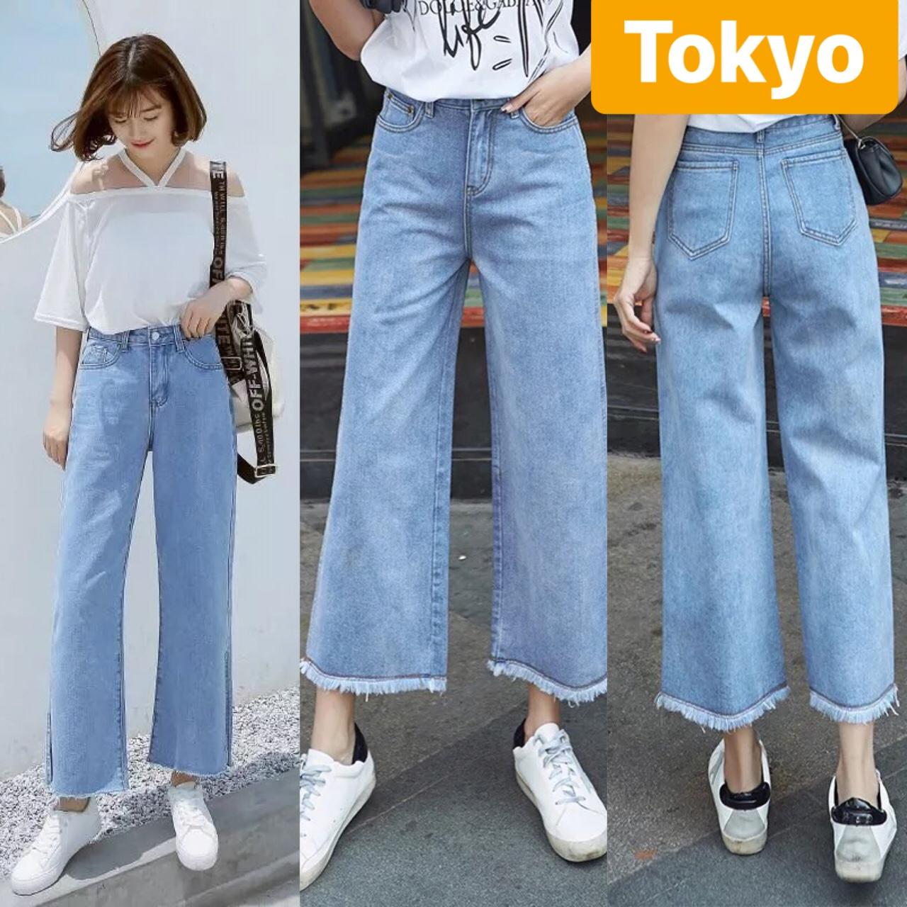 QUẦN JEAN BAGGY NỮ CHẤT BÒ XANH ỐNG RỘNG LOE LƯNG CAO NÂNG MÔNG TOKYO FASHION