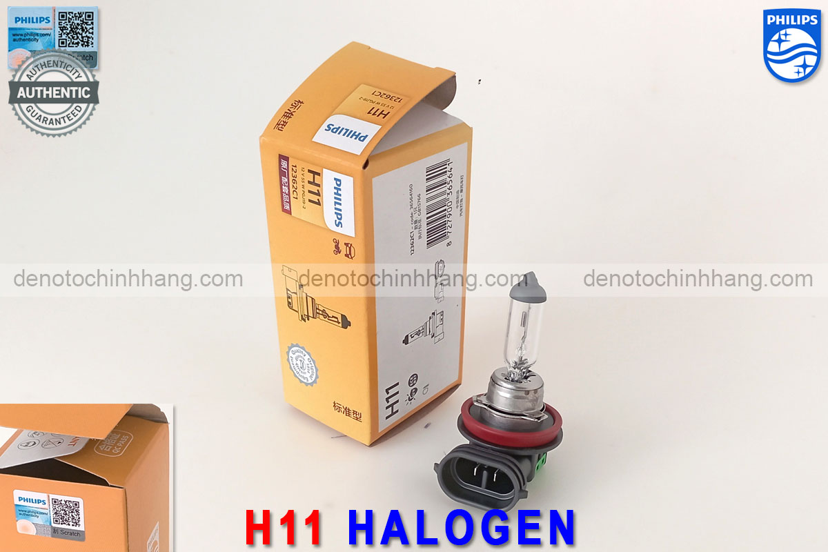 Đèn oto h11 halogen philips standard 12v bh 6 tháng