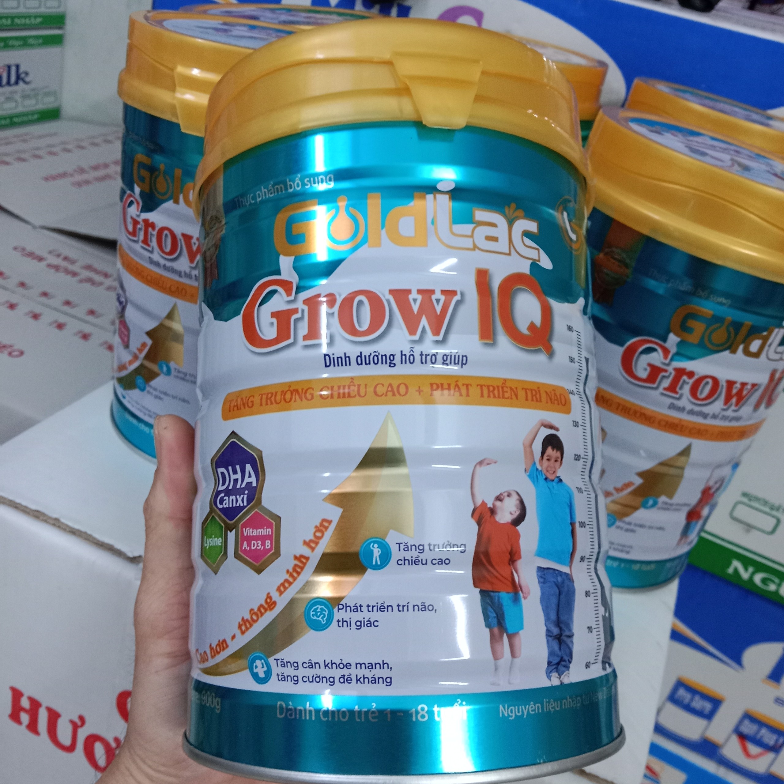 Sữa Goldlac grow IQ phát triển chiều cao, trí não lon 900g cho trẻ 1-18 tuổi