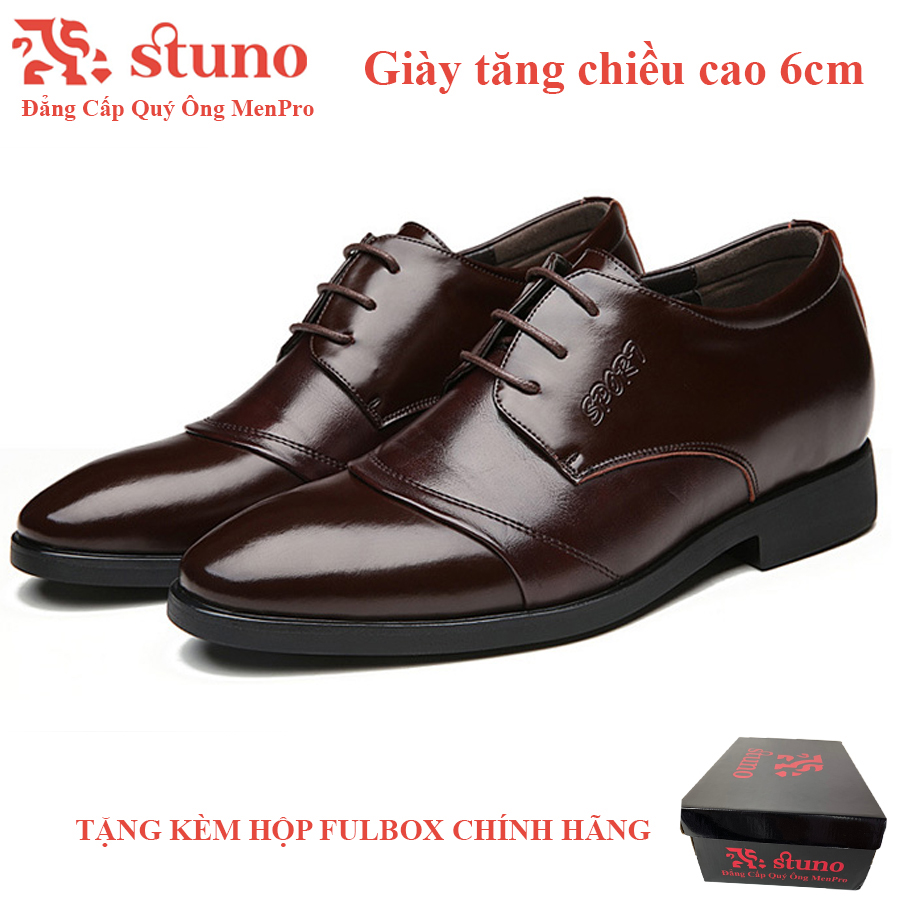 Giày Tự Tin Stuno Menpro SG08 FullBox – Giày Công Sở Nam Tăng Chiều Cao 6Cm - Giày Nam Da Bò chống bẩn – Giày Nam Công Sở Đế Giày Chống Trượt, Đi Êm Không Đau Chân (Bảo Hành 12 tháng – lỗi 1 đổi 1)