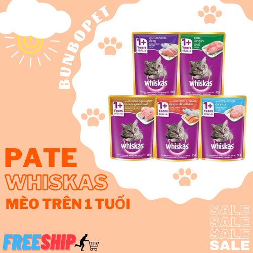 Pate cho mèo whiskas - pate whiskas cho mèo trên 1 tuổi gói 80g
