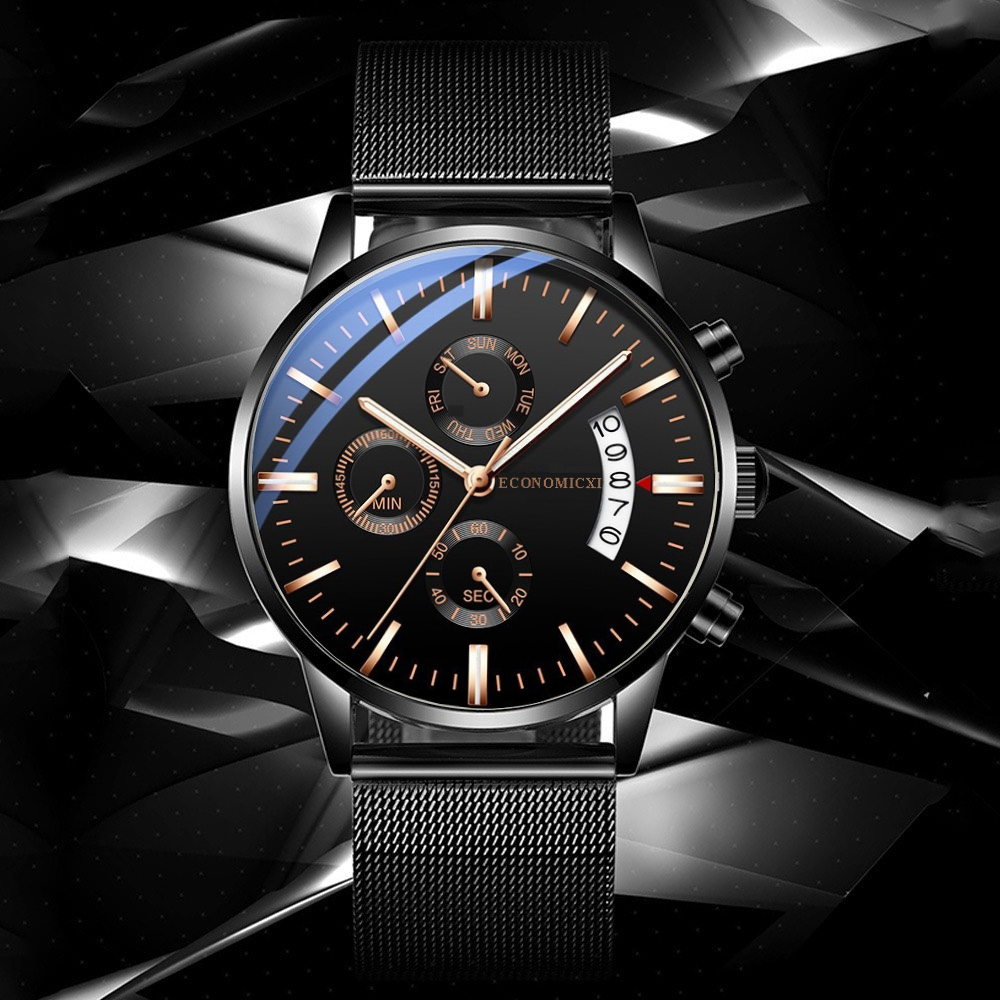 Đồng hồ nam ECONOMICXI dây thép mành đen nam tính - Thiết Kế Khỏe Khoắn mẫu 2022 GADNEW20