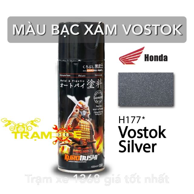Sơn xịt samurai màu bạc xám ánh kim vostok h177 400ml kháng xăng chống nứt nẻ