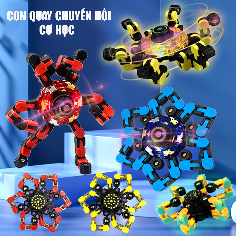 Con quay đồ chơi robot fidget spinner đầu ngón tay cơ khí dạng chuỗi biến hình , con quay hồi chuyển giải nén spinner