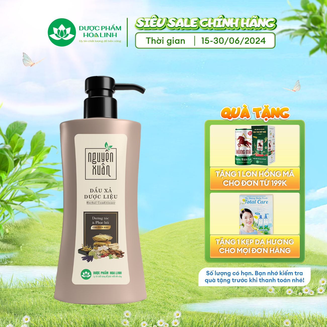 Dầu xả dược liệu Nguyên Xuân 300ml - Tặng thêm 10% thể tích giá không đổi