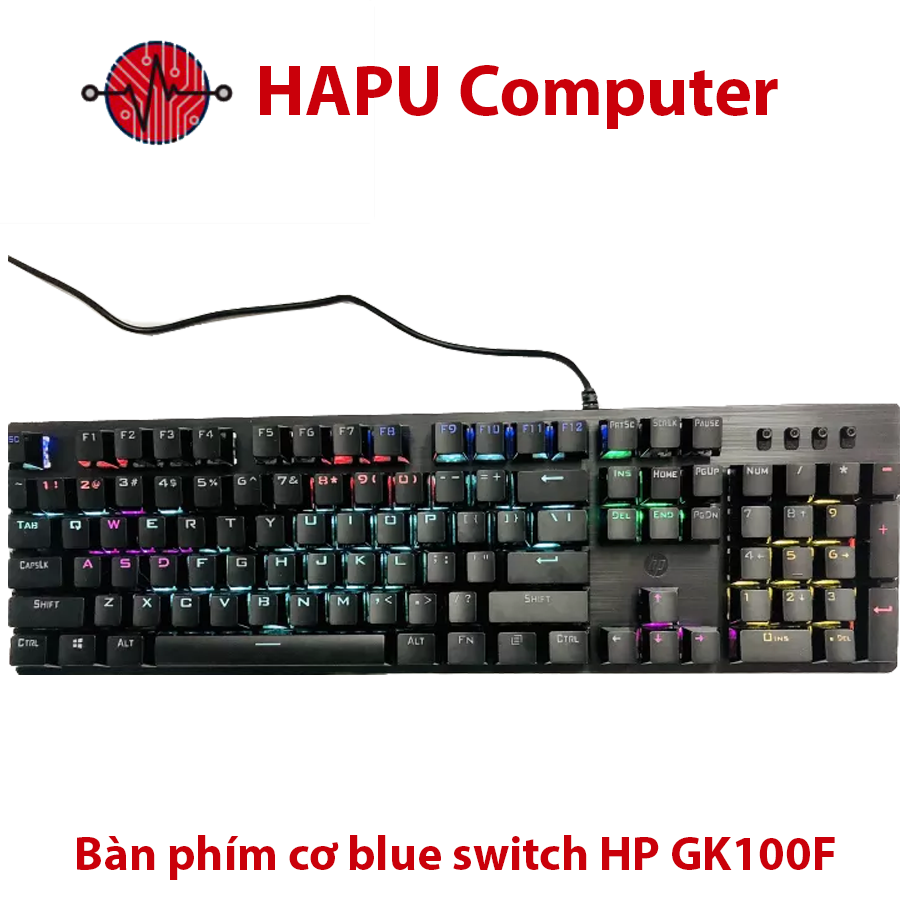 Bàn phím cơ blue switch HP GK100F cực chuẩn - 12 chế độ led tùy chỉnh