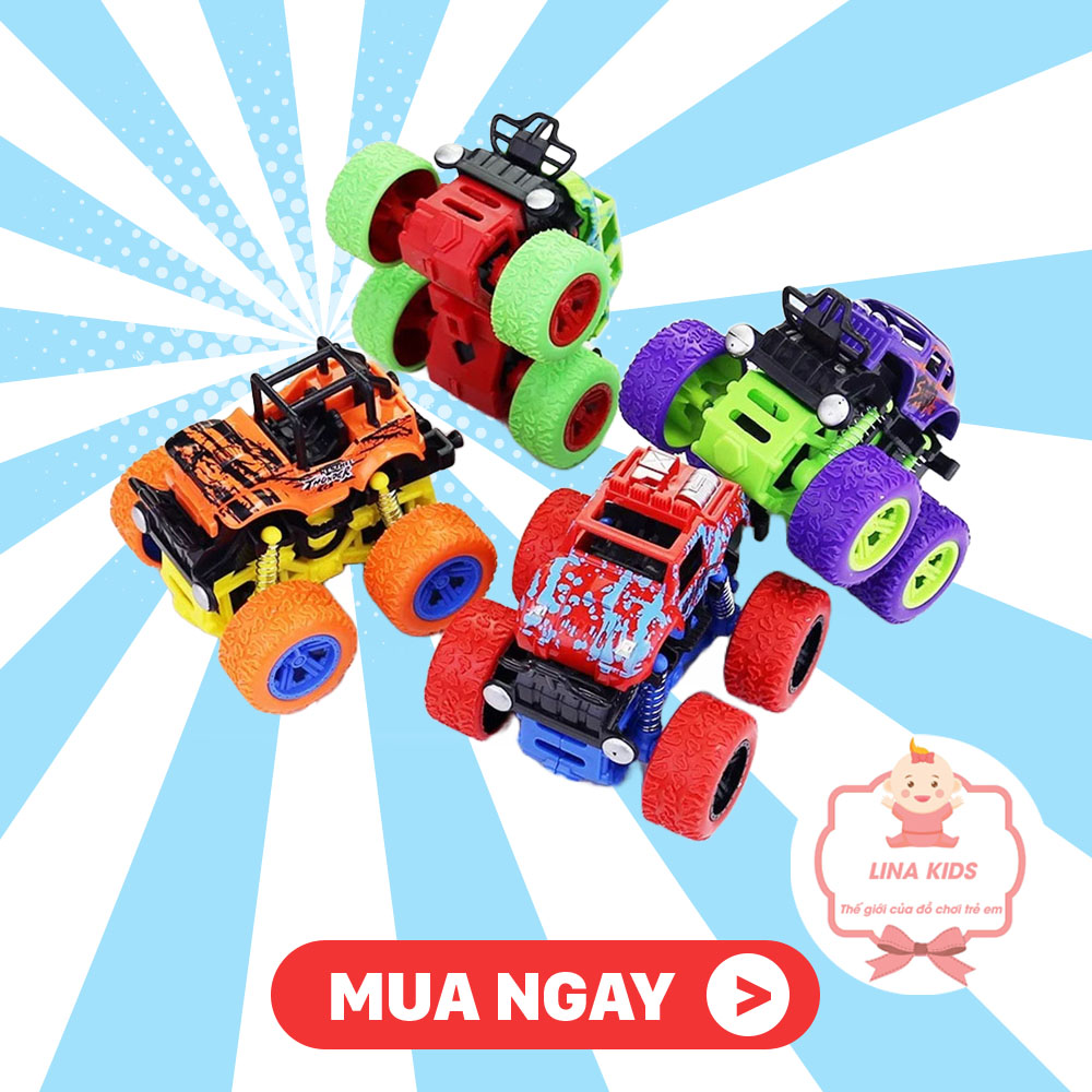 Xe chạy đà cho bé, Xe chạy vượt địa hình, có lò xo giảm xóc, Nhiều màu sắc, Xe vượt địa hình, xe chạy đà, xe nhào lộn, xe ô tô đồ chơi quán tính - LINA Kids