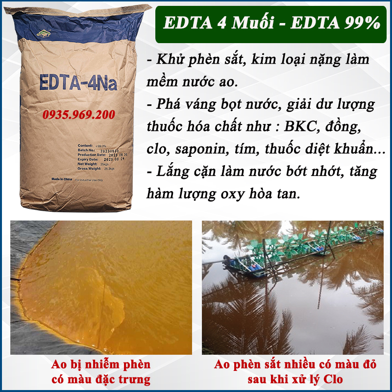 1kg edta 4 muối - edta 99% , hạ phèn sắt kim loại nặng , giải độc hóa chất ao nuôi tôm cá