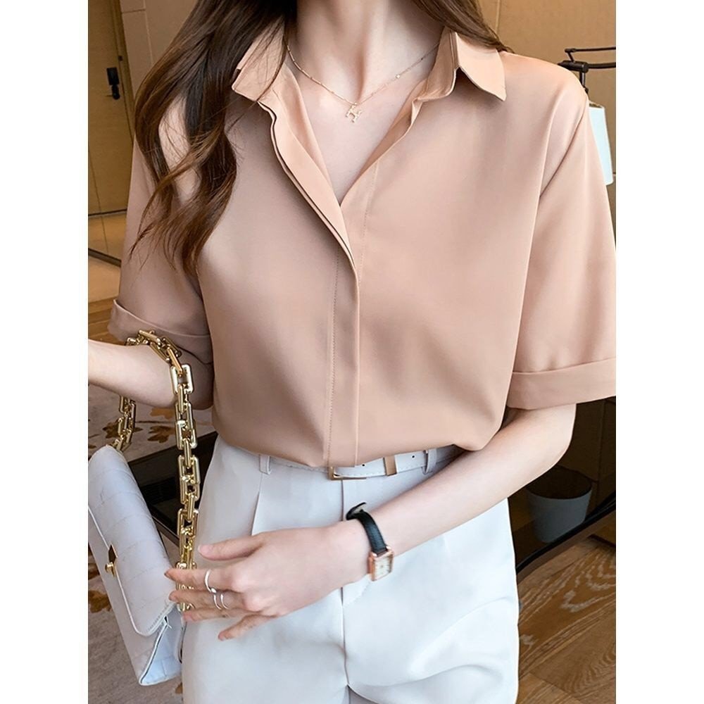 Áo sơ mi nữ tay lỡ phồng nhẹ form dấu cúc Hàn Quốc kiểu đẹp màu trơn mã SB01 thời trang PONIVALAZA cao cấp Chất liệu mềm mịn thoáng mát form chuẩn