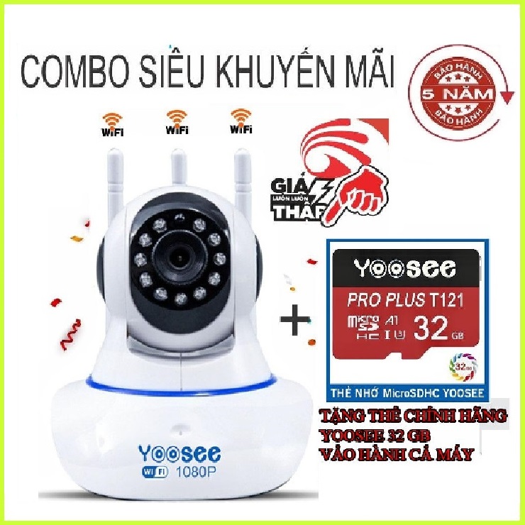 (Tùy Chọn Kèm Thẻ nNhớ 32 GB) Camera Wifi IP YOOSEE 3 Râu-Camera giám sát- Camera wifi-Camera thế hệ mới yoosee hỗ trợ đàm thoại - video siêu nét với camera chuẩn HD 1080