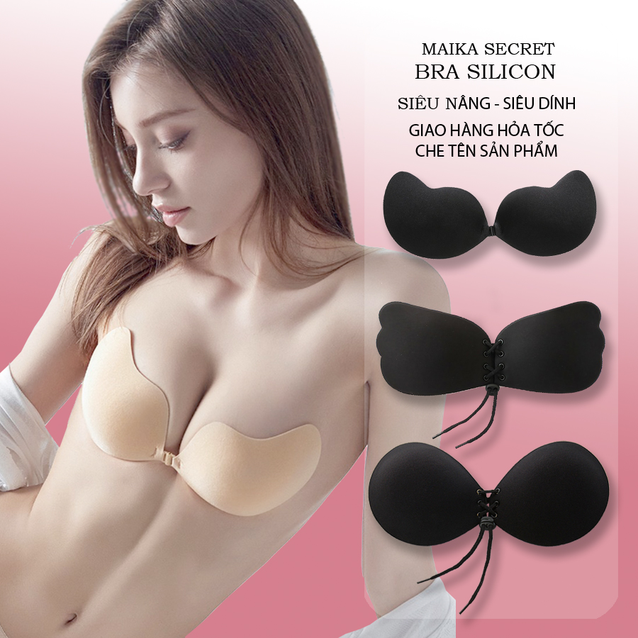 Áo bra dán ngực silicon siêu dính, áo dán ngực silicon hình xoài đệm mỏng - bra dán đệm dày - áo ngực cánh tiênĐồ Lót Maika _DXOAI