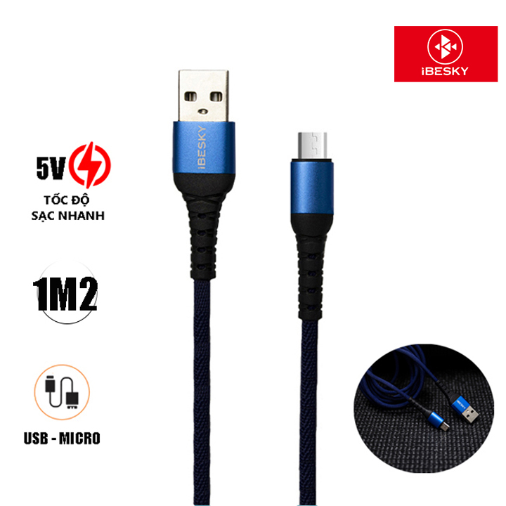 Dây sạc iphone ibesky ls32 x14 1m2 5a, cáp sạc nhanh 5a cho iphone/ipad chính hãng bảo hành 6 tháng