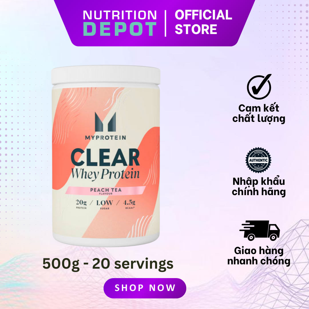 Sữa tăng cơ Clear Whey Isolate Myprotein vị nước trái cây hấp thụ nhanh Hũ 500g - 20 lần dùng - Nutrition Depot Vietnam