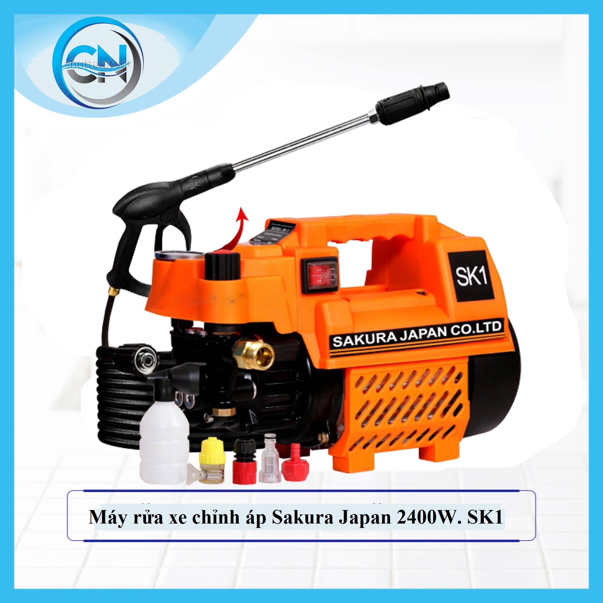 Máy xịt rửa xe mini gia đình Sakura - công suất mạnh 2400W dễ dàng sử dụng