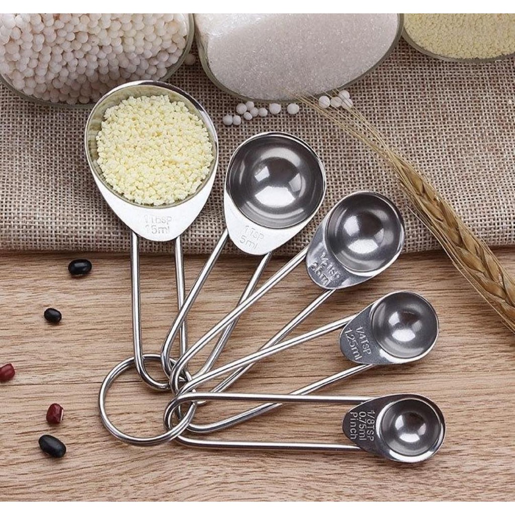 [Sỉ] Bộ Thìa Muỗng Đong Định Lượng Pha Chế Nhà Bếp Nhà Hàng Inox Set 5 Chiếc Các Cỡ Đẹp Giá Rẻ