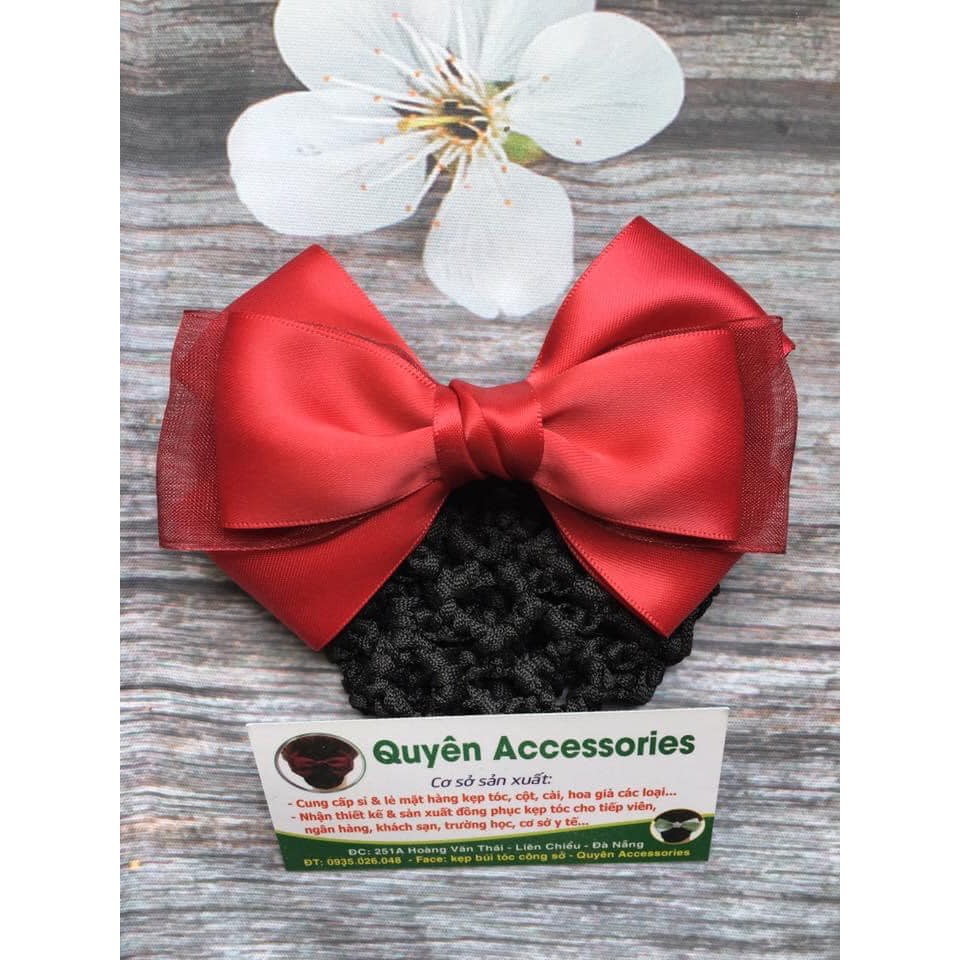 [Ảnh thật] Kẹp búi tóc công sở/ Quà tặng khách hàng/ Kẹp tóc nơ lụa đỏ cá tính