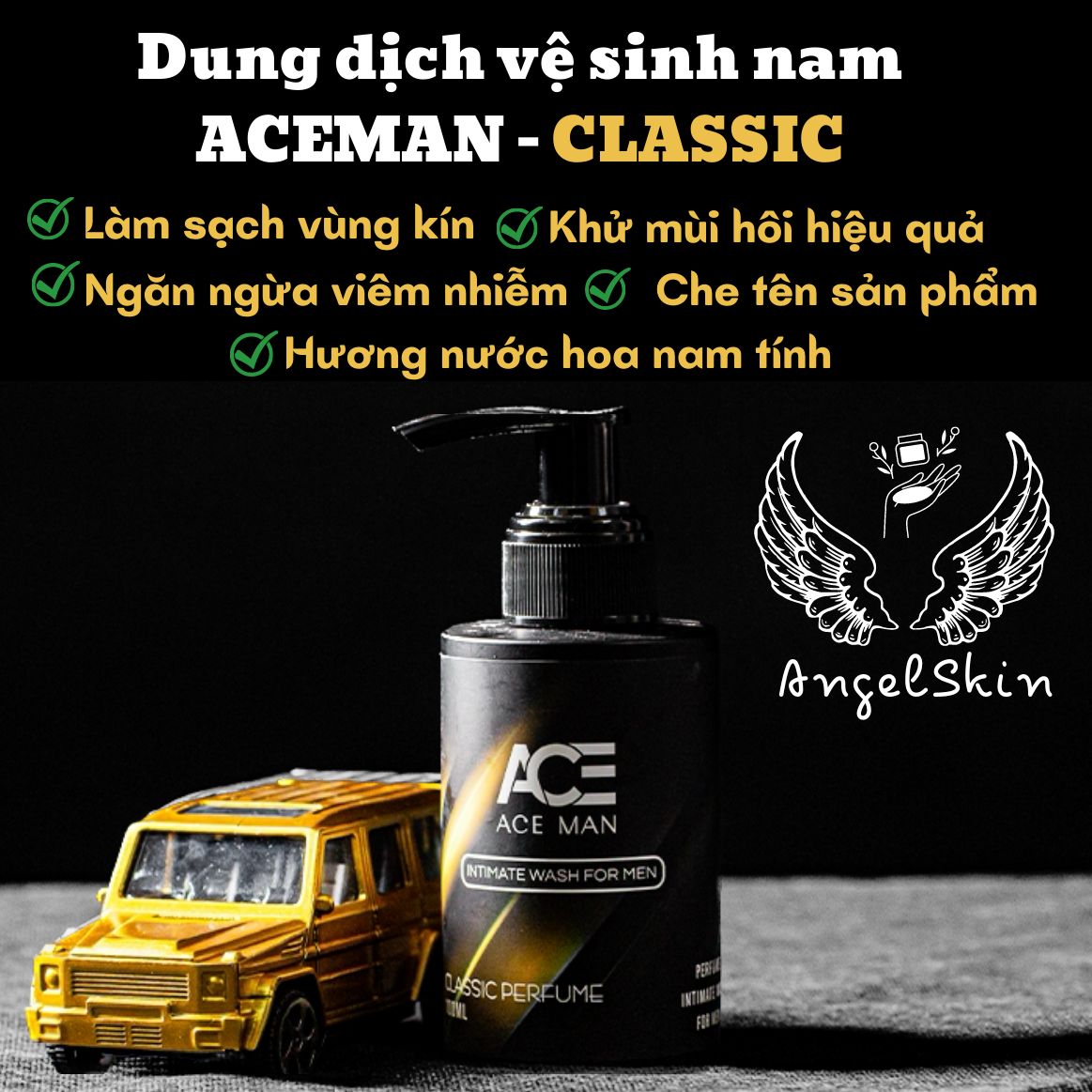 Dung dịch vệ sinh nam aceman classic hương nước hoa, làm sạch nhẹ nhàng, khử mùi, ngăn ngừa nấm ngứa lọ 100ml