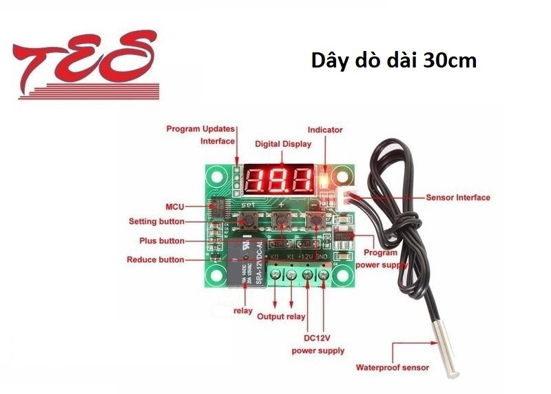 Bộ Điều Khiển Nhiệt Độ W1209 loại 30cm