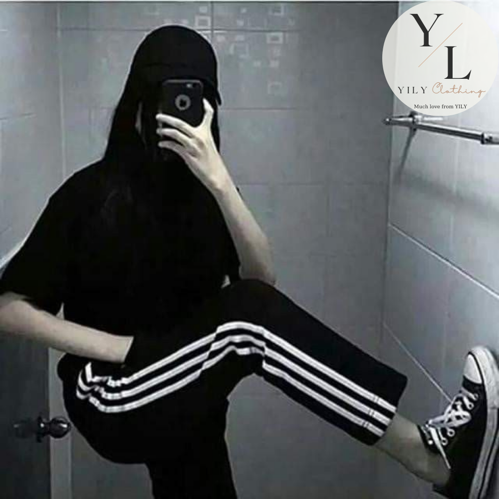 Quần thể thao nam nữ unisex YILI 3 Sọc Quần nam nữ Thu Đông chất dày co giãn ống suông mặc nhà mặc thể dục