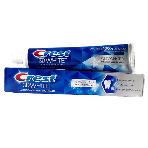 Kem đánh răng Crest 3D White Advanced Triple Whitening 158gr làm trắng men răng
