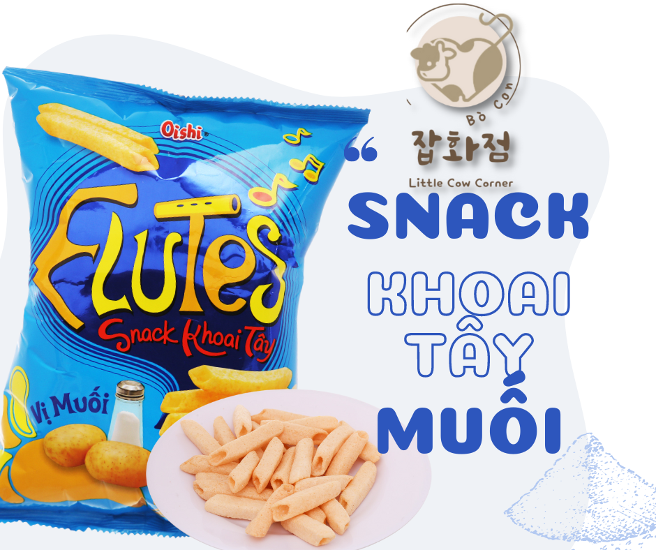 COMBO 10 Bánh Snack Bim Bim Khoai Tây Vị Muối/Tảo Biển/Bò Nướng Vỉ Oishi Flutes 35g