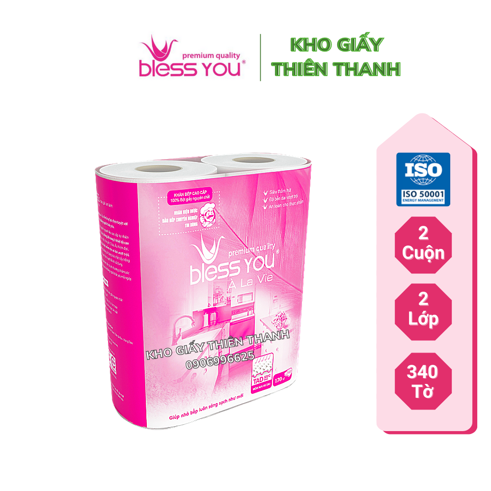 Khăn Bếp Vệ Sinh Bless You À La Vie 340 Tờ 2 Cuộn/ Lốc Giấy 2 Lớp 🍀 Kho Giấy Thiên Thanh 🍀