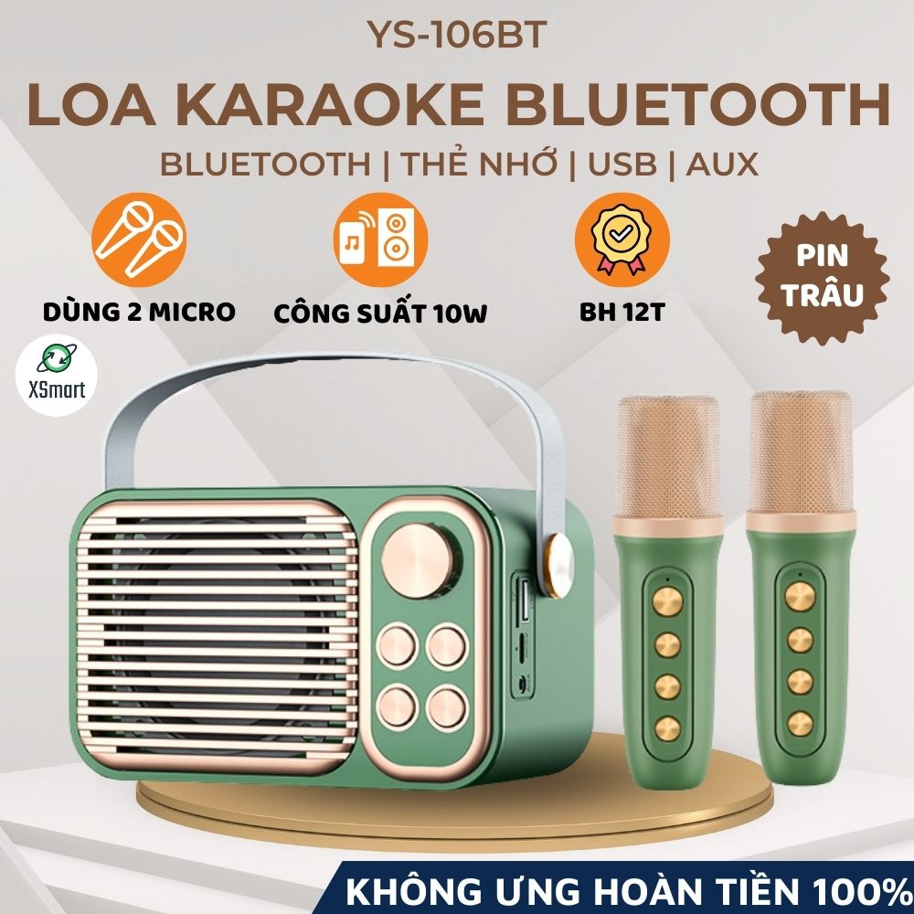 Loa bluetooth hát karaoke âm thanh siêu hay ys-106bt chỉnh giọng hát pro nghe nhạc giải trí cực đã