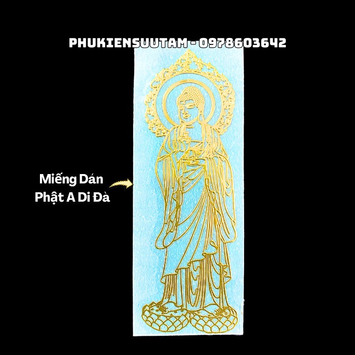 Miếng dán phật a di đà, chất liệu: nhựa plastic, màu vàng - sp006193