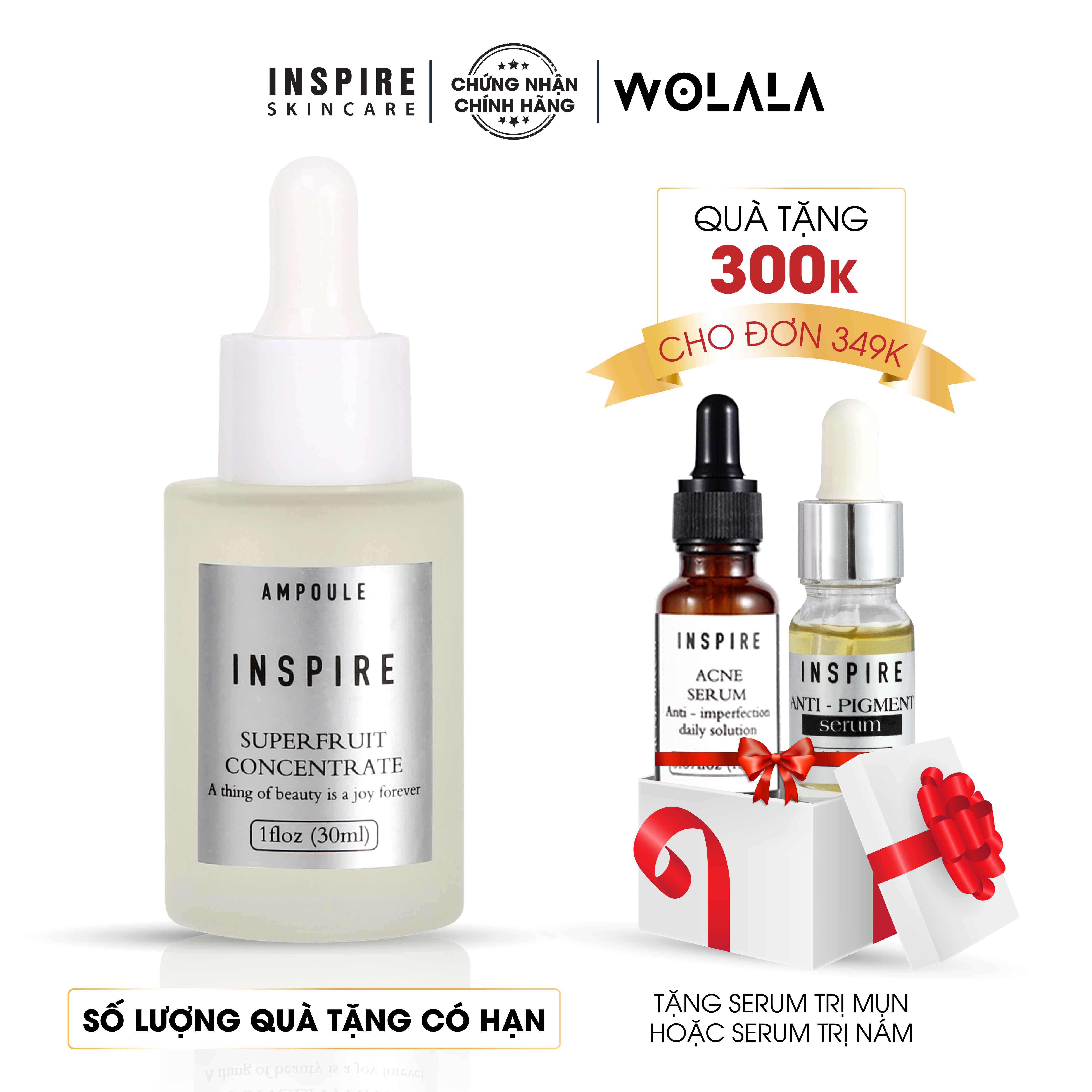 Serum dưỡng da làm trắng INSPIRE tinh chất trái cây cô đặc trắng da cấp ẩm mờ thâm nám se khít lỗ chân lông tăng sản sinh collagen x3 Wolala-Amp30
