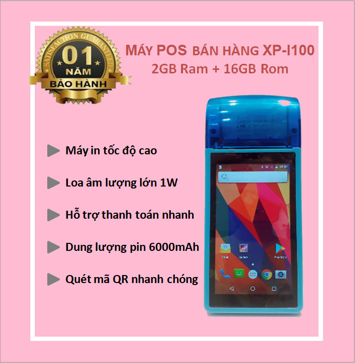 Máy pos in hóa đơn cầm tay xprinter xp-i100 2gb ram + 16gb rom android k58 - tặng free phần mềm bán hàng 3 tháng đăng ký mới