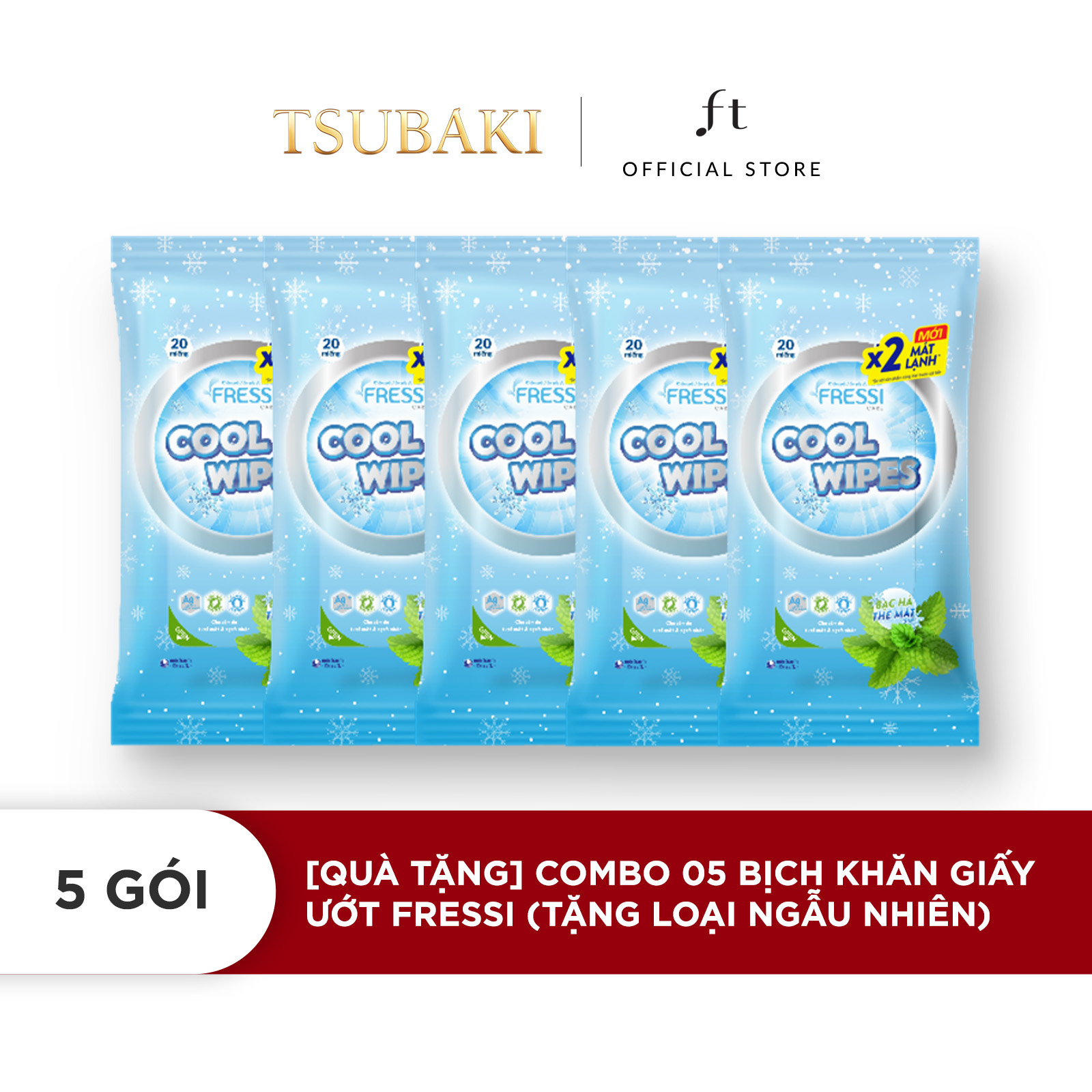 Combo 5 bịch khăn giấy ướt fressi