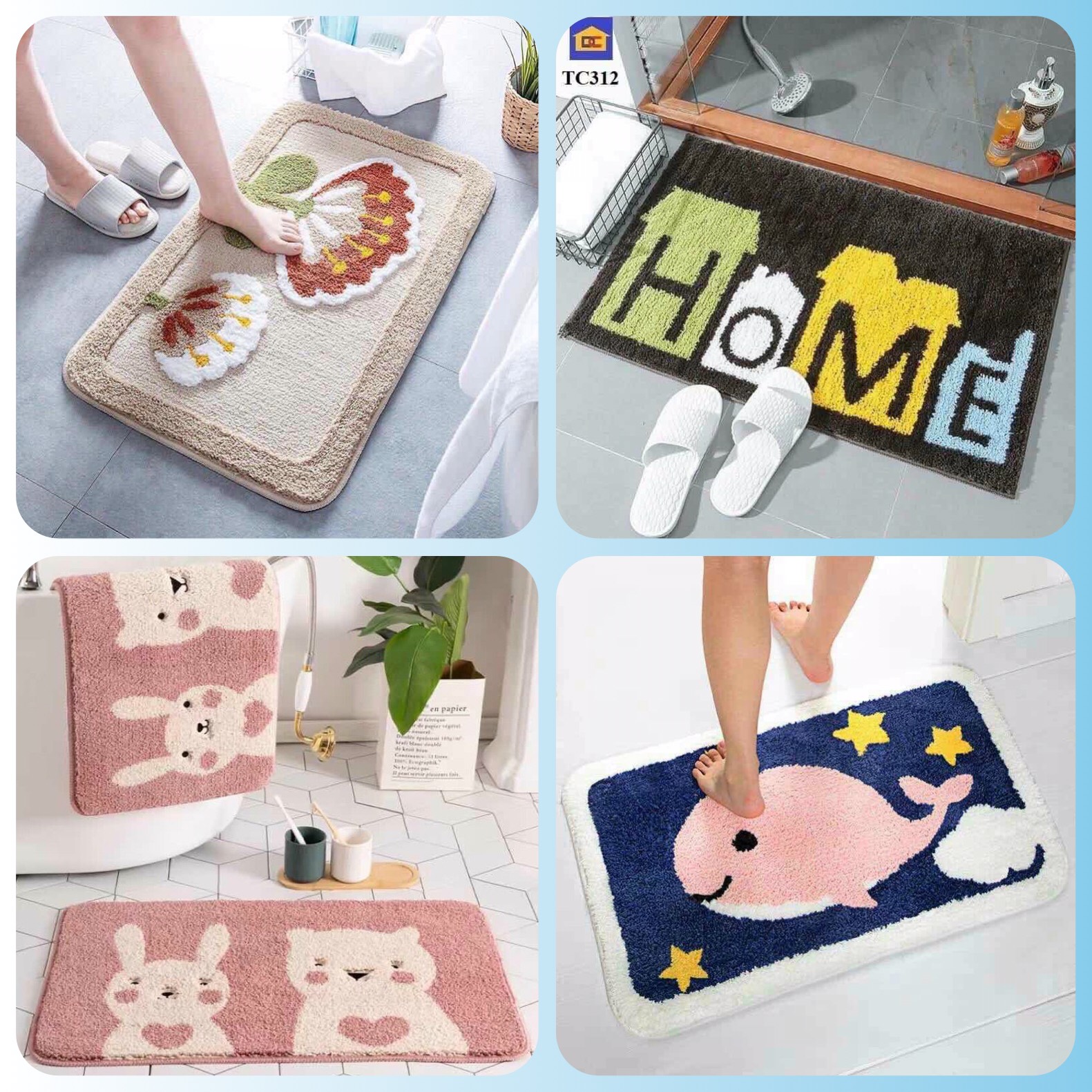 Thảm chùi chân lông 3d - thảm chân cừu siêu thấm mềm - thảm bếp cao cấp - thảm phòng tắm lông mềm