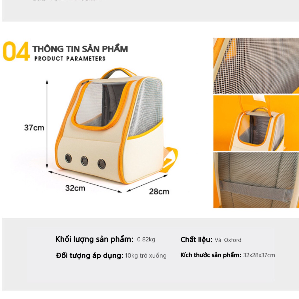 Balo Cationic cho chó mèo gấp gọn size lớn - 4pets official