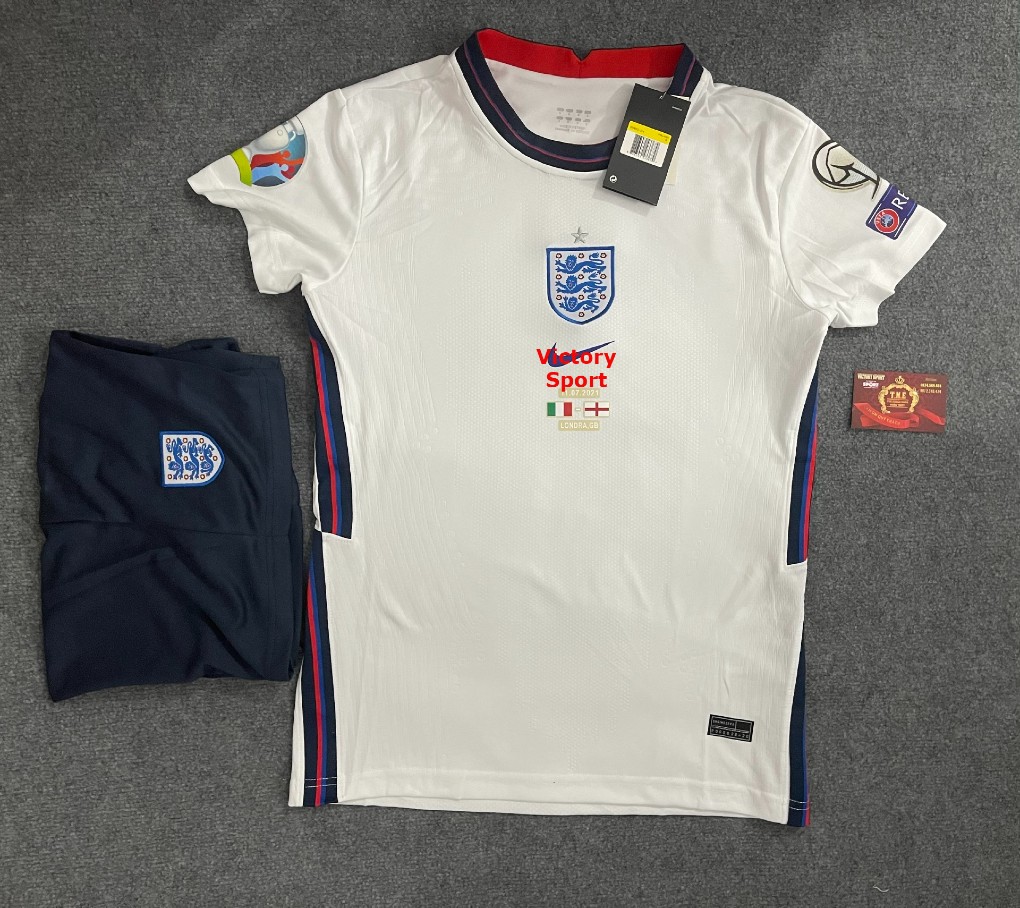 Áo Bóng Đá Anh Trắng Full lLogo Euro - Chất Polyeste - Hàng Thái Lan-Chuẩn Thi Đấu Quốc Tế