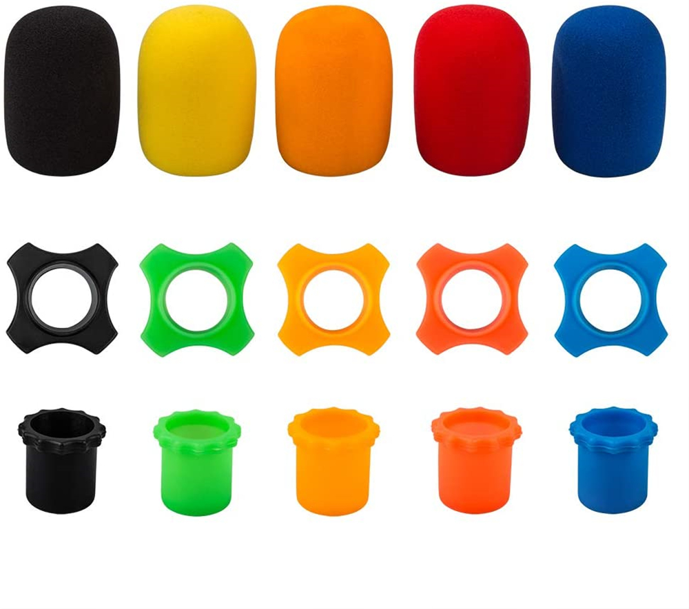 Vòng Silicon Bảo Vệ Micrô Cầm Tay Không Dây Chống Rung (5 Cái) Giá Đỡ Tay Áo Dưới (5 Cái) Vỏ Bọt Kính Chắn Gió (5 Cái) Cho Thiết Bị KTV Màu Sắc Các Loại