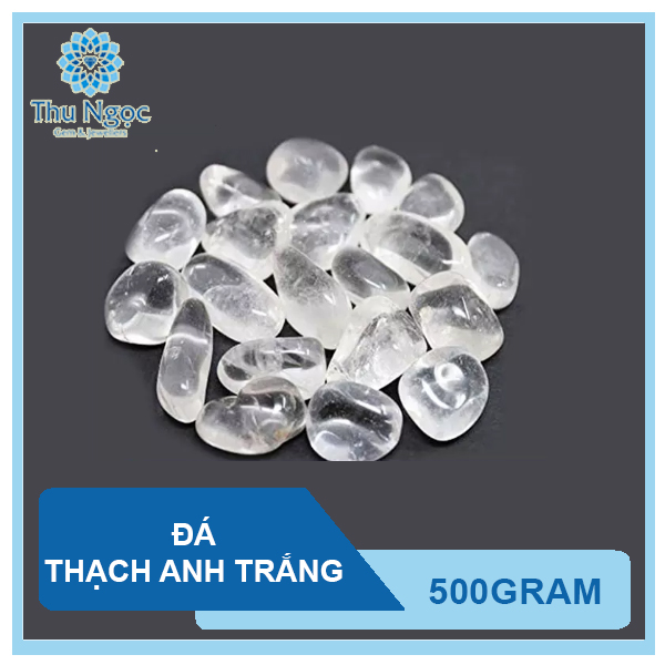 đá trang trí hồ cá phụ kiện hồ cá bằng đá thạch anh trắng vụn mài bóng 500gram