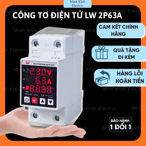 Công tơ điện tử đa năng LW 2P63A,bộ bảo vệ điện áp bảo vệ chống mất pha LW, rơ le điện áp bảo vệ mất pha,công tơ đa năng,công tơ bảo vệ mất pha trung tính, bảo vệ quá tải,đo số điện,rơ le bảo vệ đo điện,thiết bị
