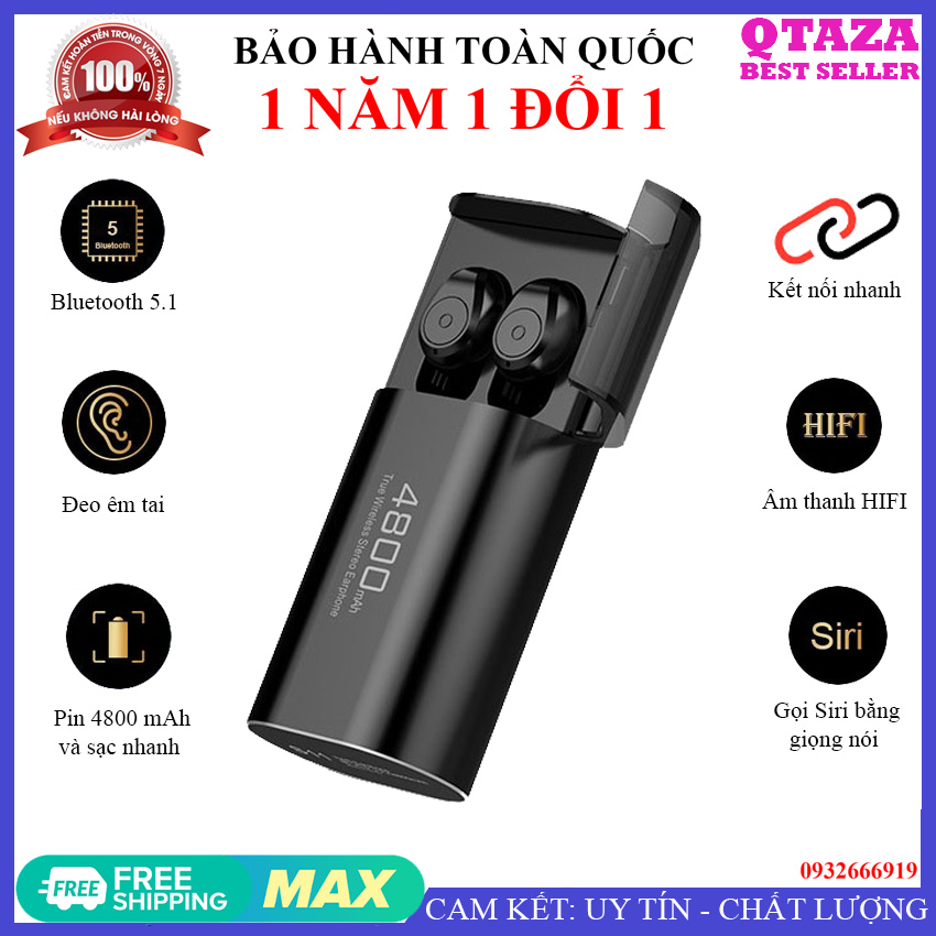 Tai nghe bluetooth F9-5.0 thế hệ mới, Tai nghe Bluetooth không dây dành cho Iphone, Android, mẫu tai nghe giá rẻ thay cho loa Bluetooth QTAZA-B02