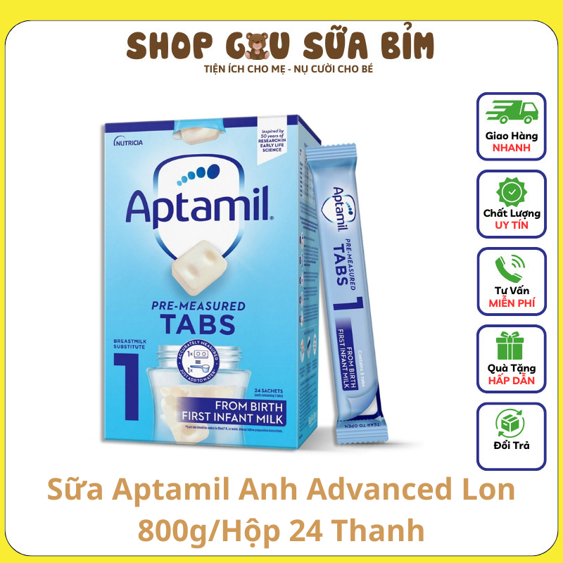 Sữa Aptamil Anh Advanced Lon 800g/Hộp 24 Thanh Đủ Số Date Xa