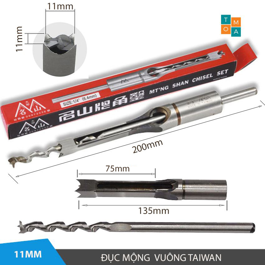 MŨI KHOAN GỖ ĐỤC MỘNG VUÔNG ĐƯỜNG KÍNH 11MM - PHỤ KIỆN DỤNG CỤ DÙNG TRONG NGÀNH MỘC