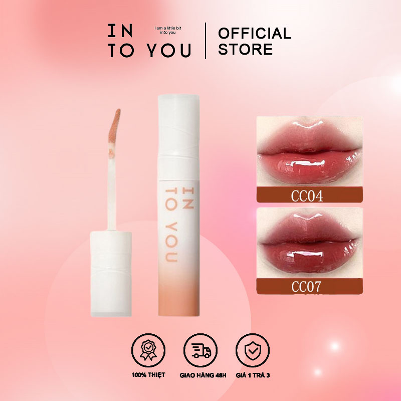 INTO YOU Son Bóng Dừa Ánh Nước Gương Son Bóng Son Lì Làm Sáng Da