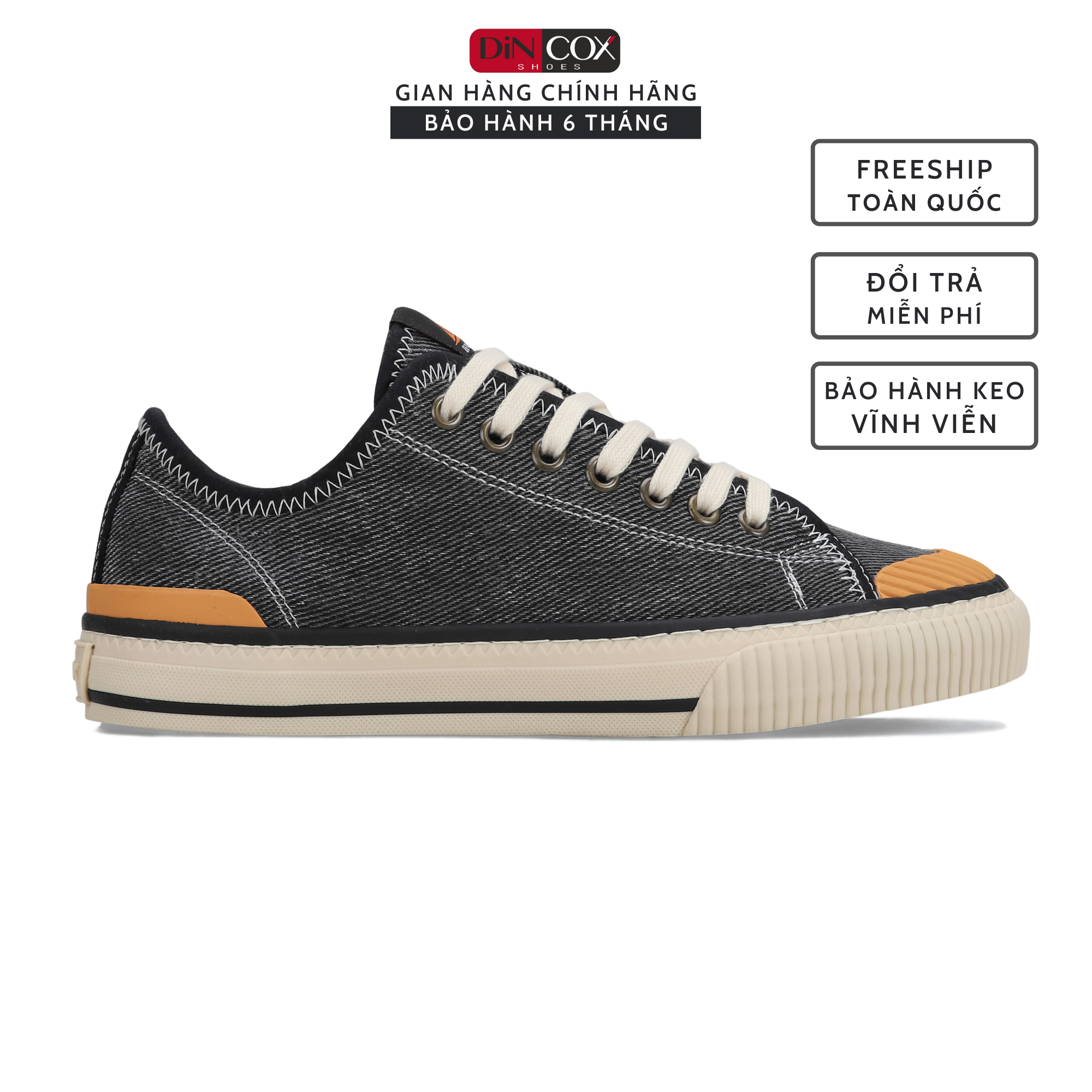 Giày thể thao Nam chính hãng DINCOX Shoes - D21 Black Wash, Chất Vải Canvas nhập khẩu mềm êm, ôm chân, thoáng khí, lớp lót cotton, đế cao su lưu hóa mềm, mẫu hottrend 2021, phù hợp đi làm, đi chơi du lịch đều được - Cox shoes shop