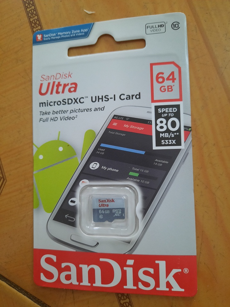 Thẻ nhớ microsdxc sandisk ultra 64gb 98mb/s bảo hành 5 năm