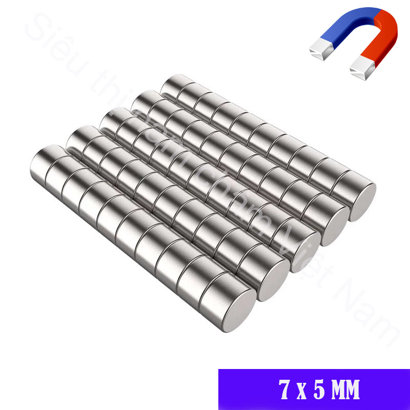Nam châm hình trụ màu trắng kích thước 7x5mm set 20 viên, nam châm đất hiếm siêu tiện dụng