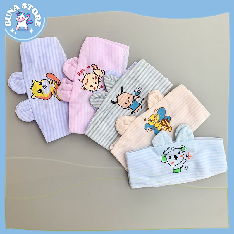Che thóp sơ sinh vải cotton hình tai thỏ đáng yêu buna store pk42