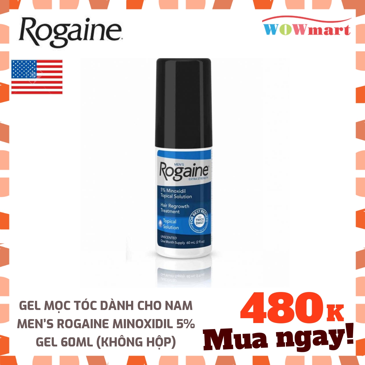 Gel mọc tóc dành cho nam Men’s Rogaine Minoxidil 5% Gel 1 chai - MỸ