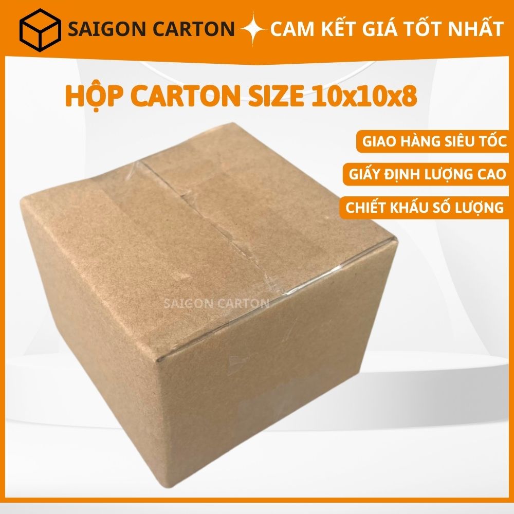 Hộp giấy carton đóng gói hàng onine ship COD size 10x10x8 cm