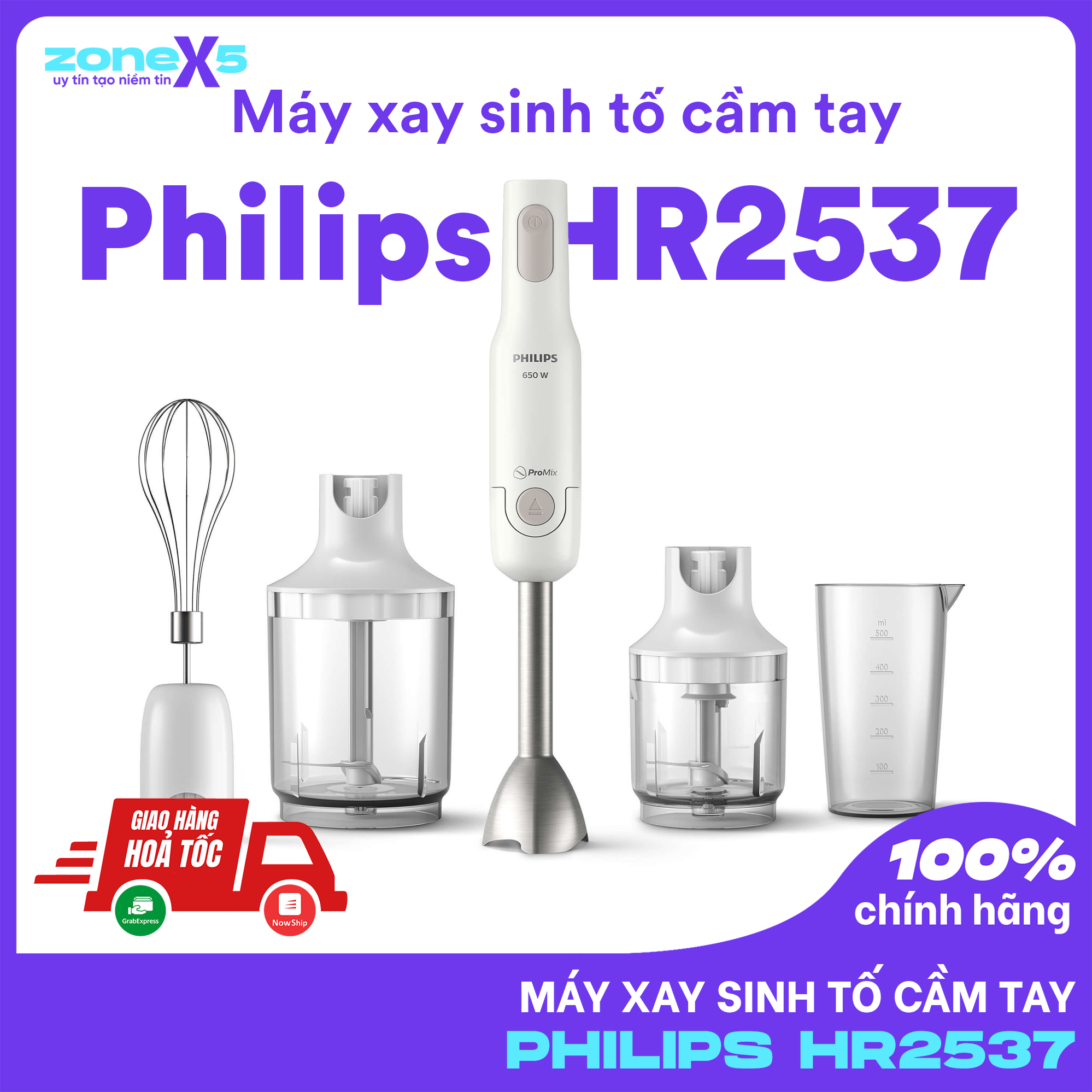 Máy xay sinh tố cầm tay Philips HR2537 - Hàng chính hãng