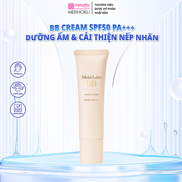 Kem Nền MEISHOKU Chống Nắng Dưỡng Ẩm Xóa Nhăn BB Essence Cream Moist-Labo 30G